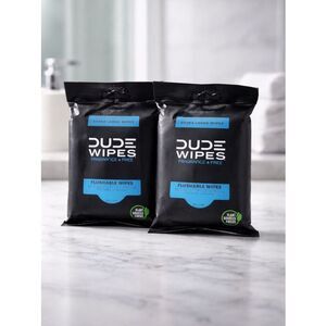 NWT DUDE WIPES Flushable XL Fragrance Free - Two (2) Travel Packs